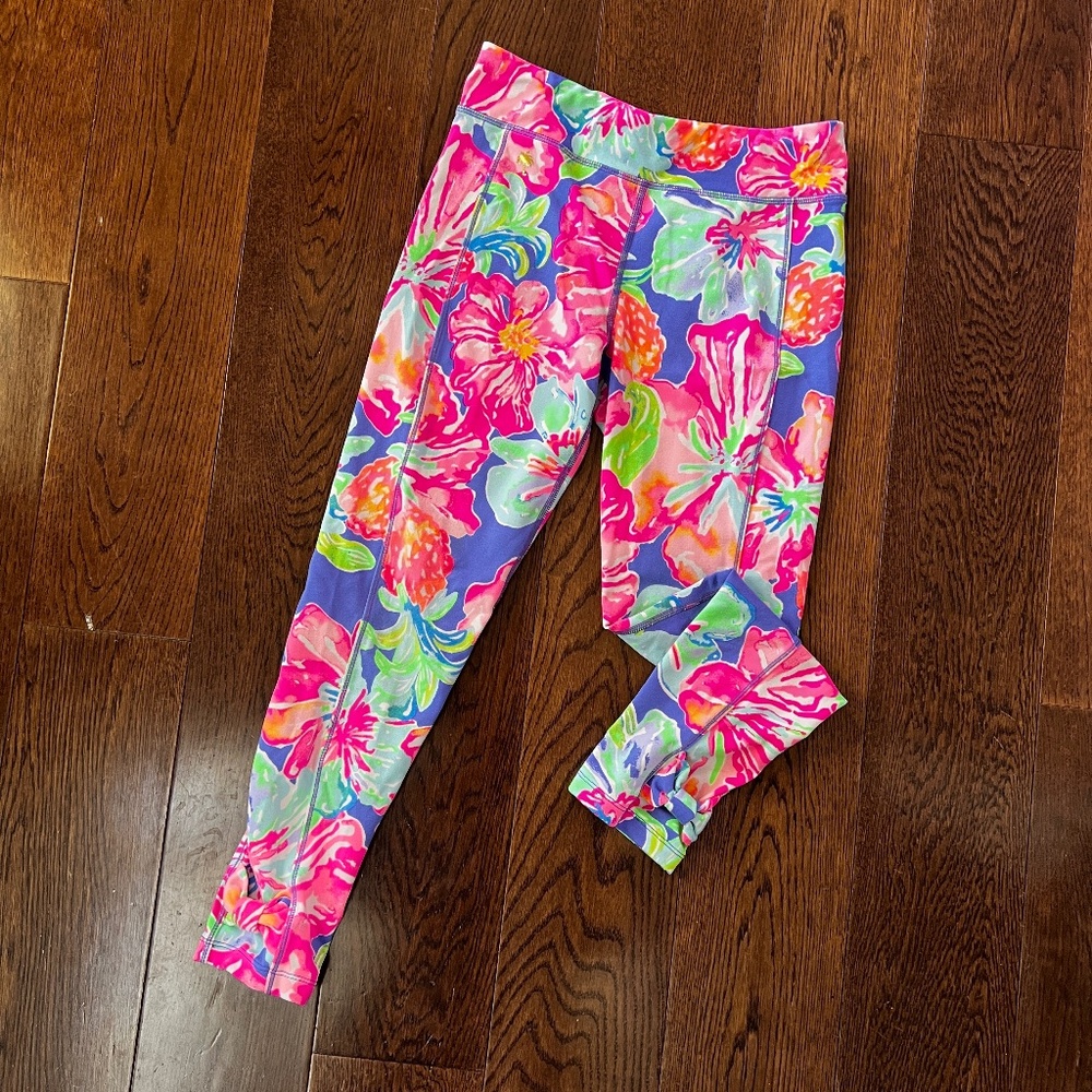 Lilly Pulitzer Luxletic Melody Leggings Girls Large 8/10 - Vibrant Floral Print